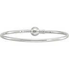 Sterling Silver Reflections Rhodium-plated Bangle with a Circle Clasp Bead