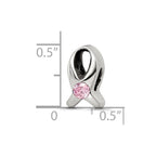 Sterling Silver Reflections Silver Ribbon with Pink CZ Bead