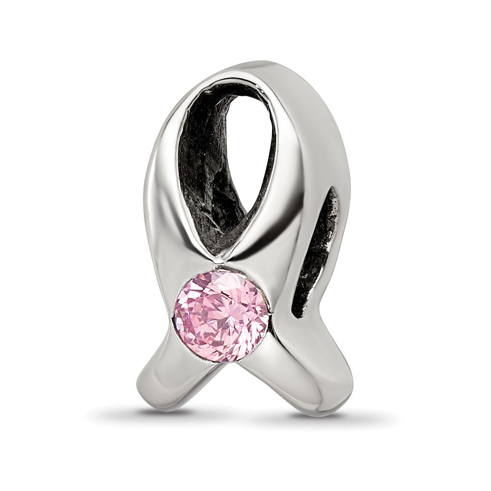 Sterling Silver Reflections Silver Ribbon with Pink CZ Bead