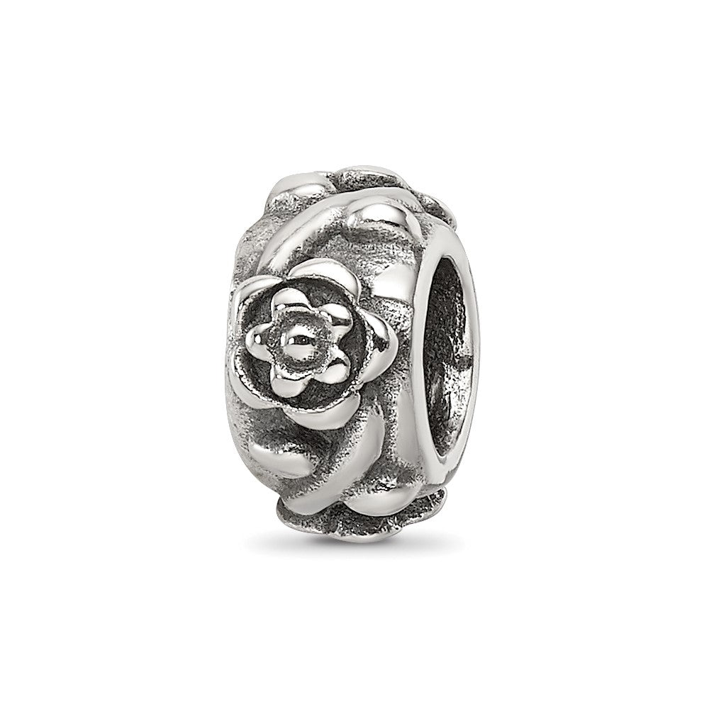 Sterling Silver Reflections Antiqued Flower Chain Bead