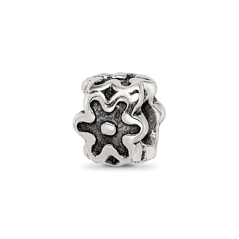 Sterling Silver Reflections Antiqued Flower Kids Bead