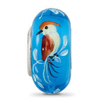 Sterling Silver Reflections Hand Painted Bird, Blue Glass Bead