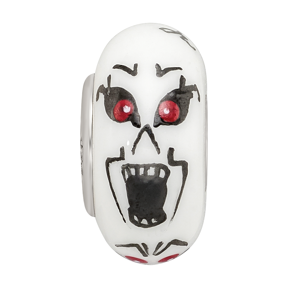Sterling Silver Reflections Hand Painted Ghouls, White Glass Bead