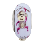 Sterling Silver Reflections Hand Painted Monkey, Purple Glass Bead