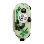 Sterling Silver Reflections Hand Painted Panda, Green Glass Bead