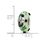 Sterling Silver Reflections Hand Painted Panda, Green Glass Bead