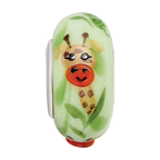 Sterling Silver Reflections Hand Painted Giraffe, Green Glass Bead