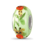 Sterling Silver Reflections Hand Painted Giraffe, Green Glass Bead