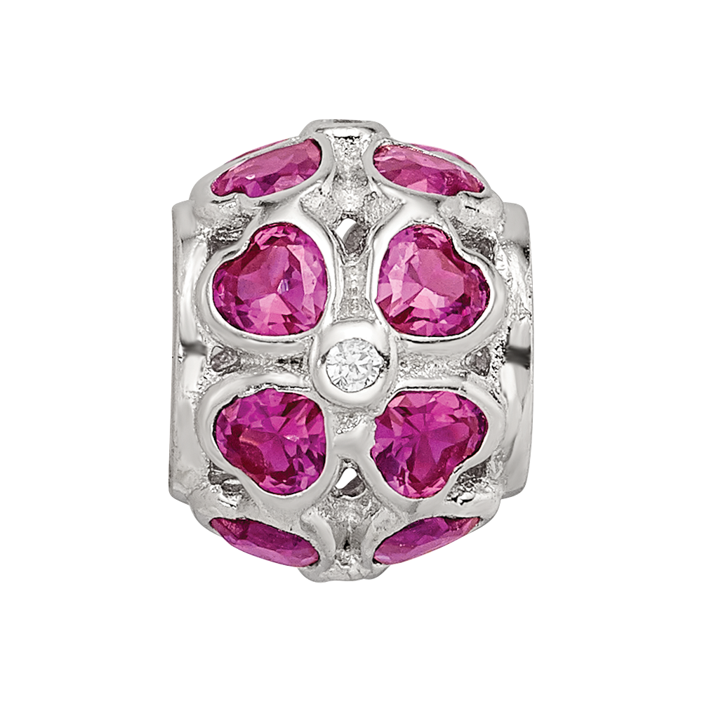 Sterling Silver Reflections Red Heart CZ Bead