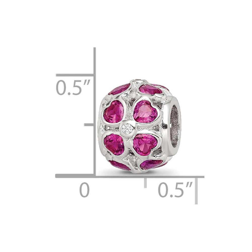 Sterling Silver Reflections Red Heart CZ Bead