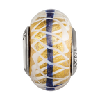 Sterling Silver Reflections Gold/Blue/White Italian Glass Bead