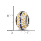 Sterling Silver Reflections Gold/Blue/White Italian Glass Bead