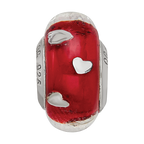 Sterling Silver Reflections Red Hearts Italian Glass Bead