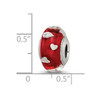 Sterling Silver Reflections Red Hearts Italian Glass Bead