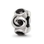 Sterling Silver Reflections Black CZ Bead