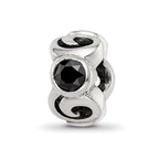 Sterling Silver Reflections Black CZ Bead