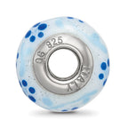Sterling Silver Reflections Blue Glitter Flower Italian Glass Bead