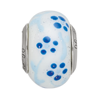 Sterling Silver Reflections Blue Glitter Flower Italian Glass Bead