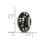 Sterling Silver Reflections White Flower Glitter Black Italian Glass Bead