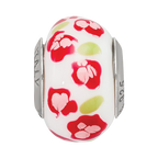 Sterling Silver Reflections Red/Pink Flower Italian Glass Bead