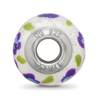 Sterling Silver Reflections Purple/Blue Flower Italian Glass Bead