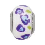 Sterling Silver Reflections Purple/Blue Flower Italian Glass Bead