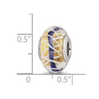 Sterling Silver Reflections White Weaved w/Blue Stripe Glass Bead