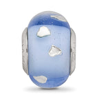 Sterling Silver Reflections Blue and Silver Hearts Glass Bead