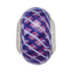 Sterling Silver Reflections Navy and White Weaved w/Pink Glass Bead