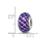 Sterling Silver Reflections Navy and White Weaved w/Pink Glass Bead
