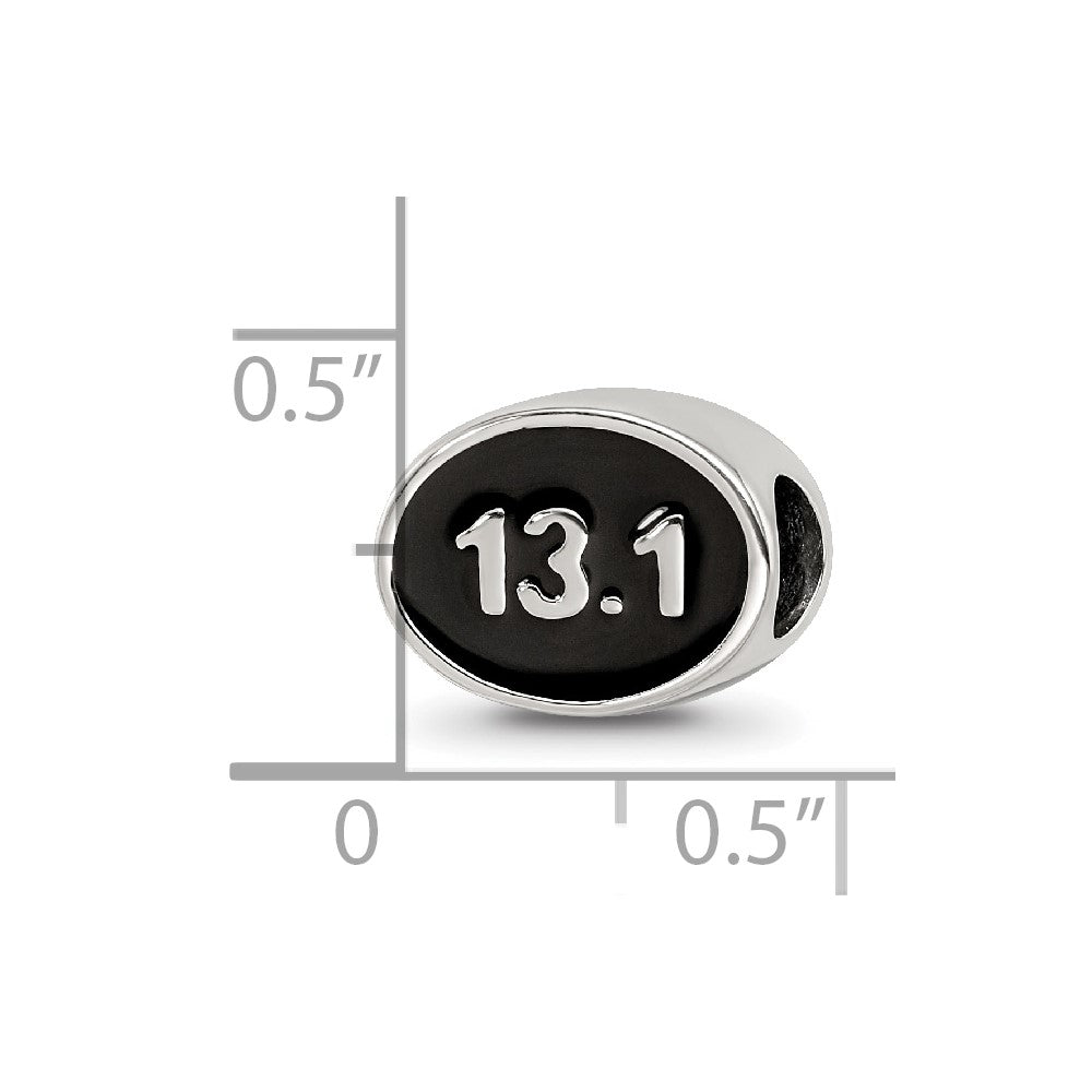 Sterling Silver Reflections Black Enameled Half Marathon Bead