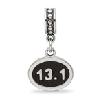 Sterling Silver Reflections Black Enameled Half Marathon Dangle Charm