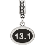 Sterling Silver Reflections Black Enameled Half Marathon Dangle Charm