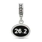 Sterling Silver Reflections Black Enameled Marathon Dangle Charm