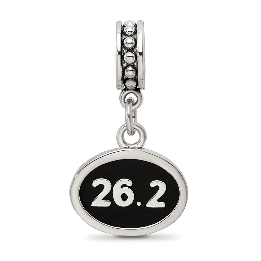 Sterling Silver Reflections Black Enameled Marathon Dangle Charm