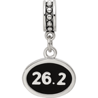 Sterling Silver Reflections Black Enameled Marathon Dangle Charm