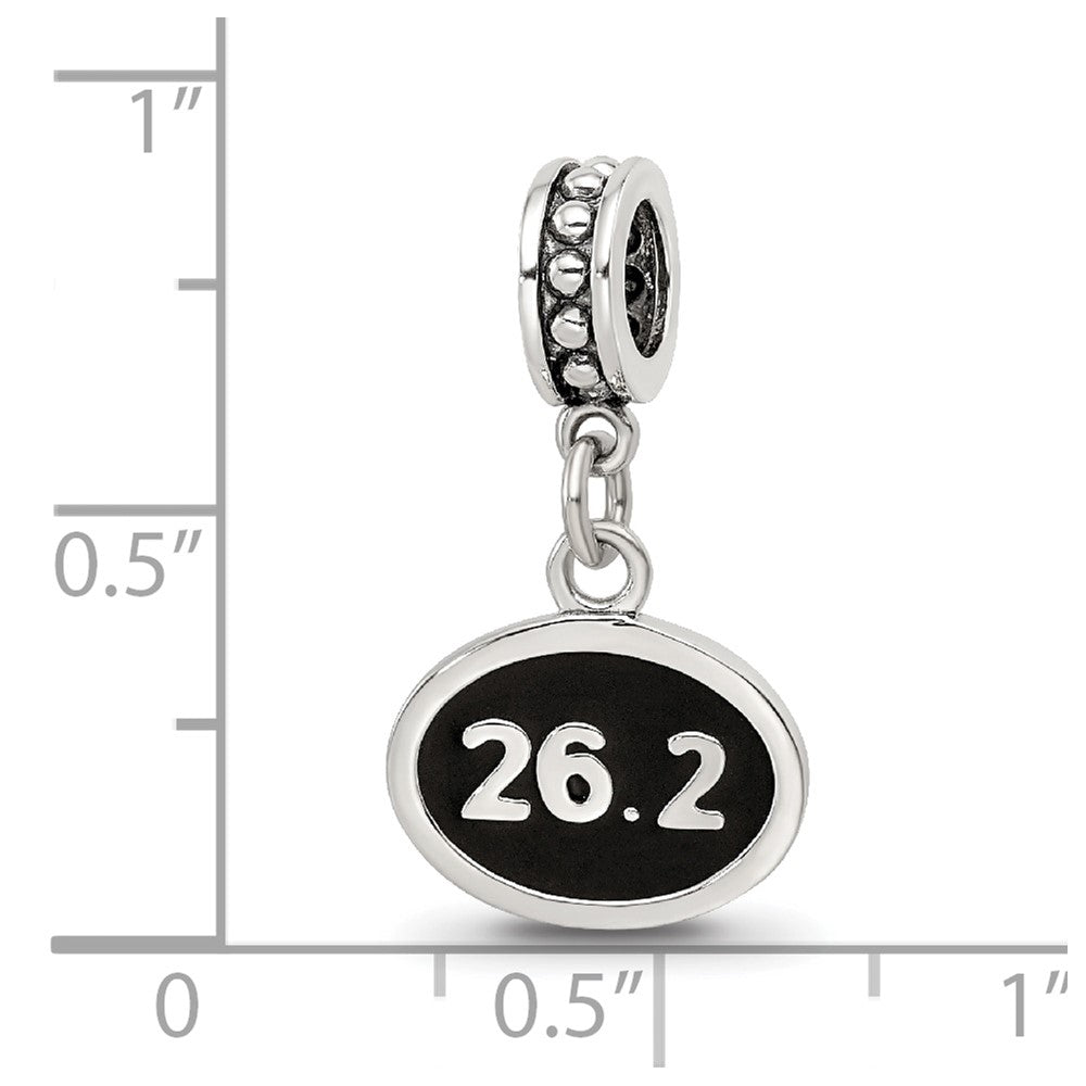 Sterling Silver Reflections Black Enameled Marathon Dangle Charm