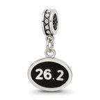 Sterling Silver Reflections Black Enameled Marathon Dangle Charm