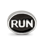 Sterling Silver Reflections Black Enameled Run Bead