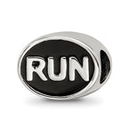 Sterling Silver Reflections Black Enameled Run Bead