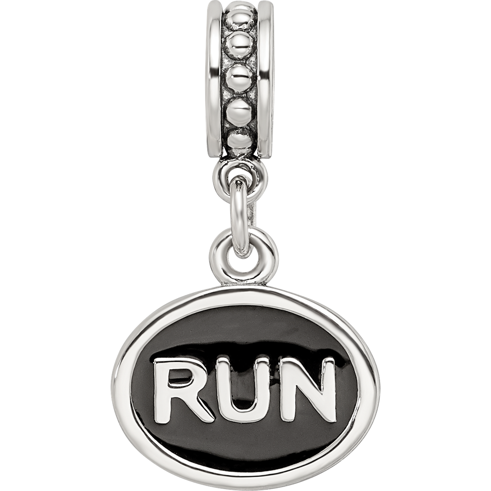 Sterling Silver Reflections Black Enameled Run Dangle Charm