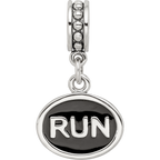 Sterling Silver Reflections Black Enameled Run Dangle Charm