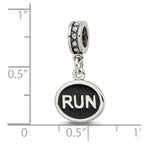 Sterling Silver Reflections Black Enameled Run Dangle Charm