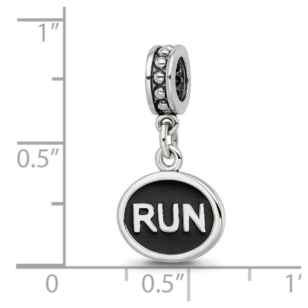 Sterling Silver Reflections Black Enameled Run Dangle Charm