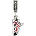 Sterling Silver Reflections Black and Red Enameled Runner's Shoe Dangle Cha