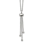 Sterling Silver Reflection Beads RH-plated Heart Beaded 27.5in Necklace
