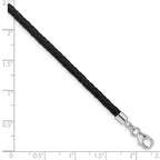 SS Reflections Black Leather Rh-plated 14in w/2in ext Choker/Wrap Bracelet