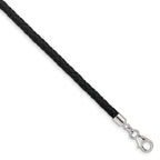 SS Reflections Black Leather Rh-plated 14in w/2in ext Choker/Wrap Bracelet