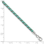 Sterling Silver Reflections Teal Leather Rhodium-plated 14 inch with a 2 inch extention Choker/Wrap Bracelet