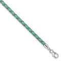 Sterling Silver Reflections Teal Leather Rhodium-plated 14 inch with a 2 inch extention Choker/Wrap Bracelet